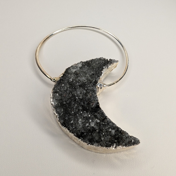 Amethyst Druzy Moon Pendant - Picture 4 of 6